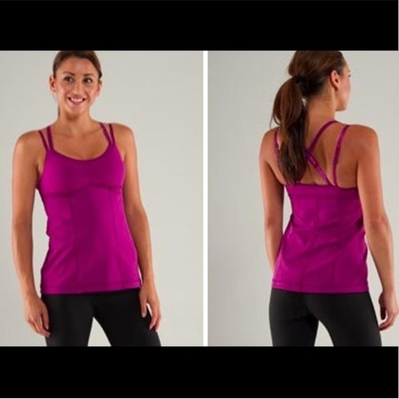 Lululemon Warrior Hot Tank Sz 4 Dewberry Raspberry - Picture 2 of 11